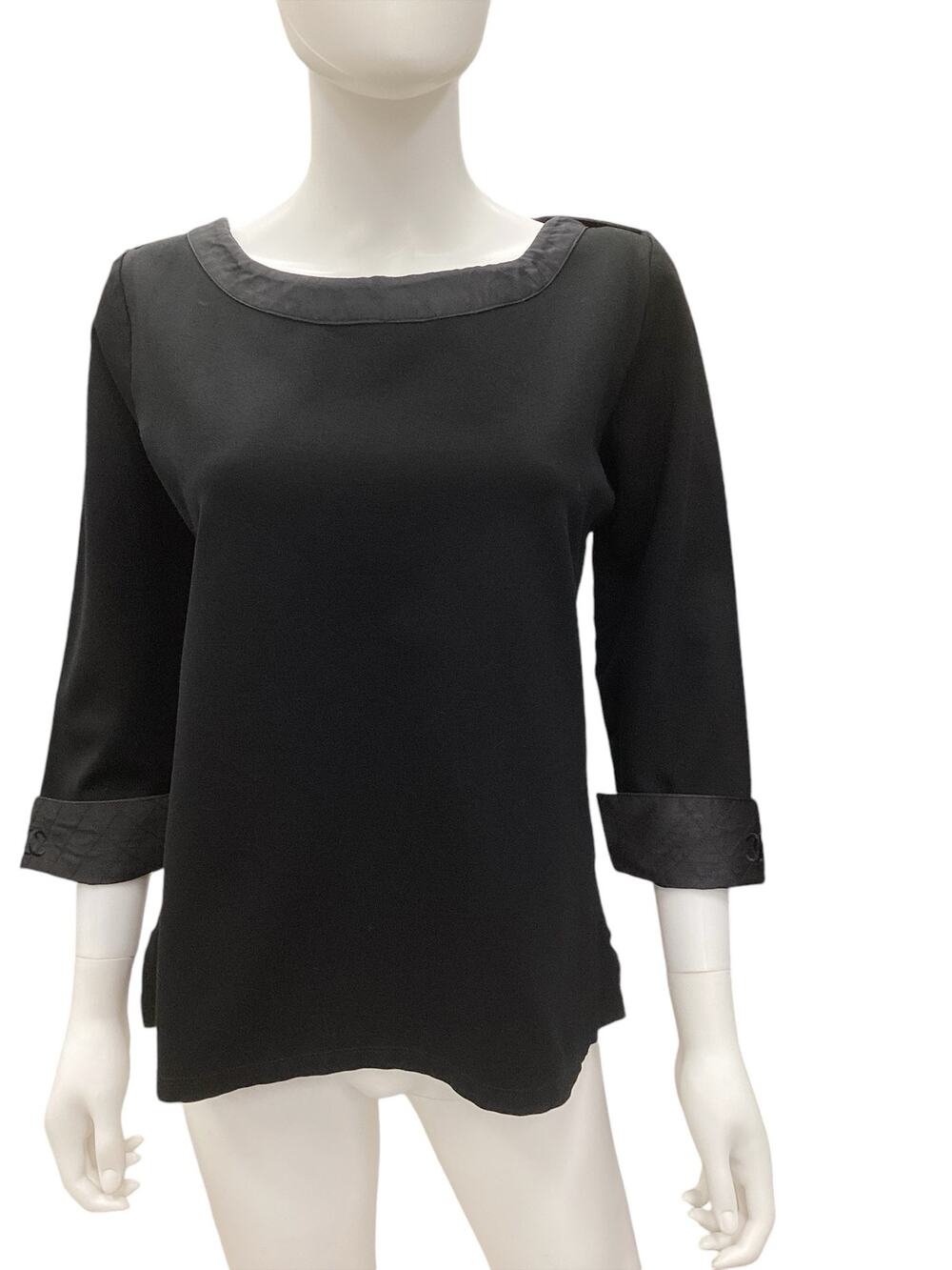 Chanel Top Women’s Size L Knit Employee Uniform w/ CC Sleeve Cuffs in Black